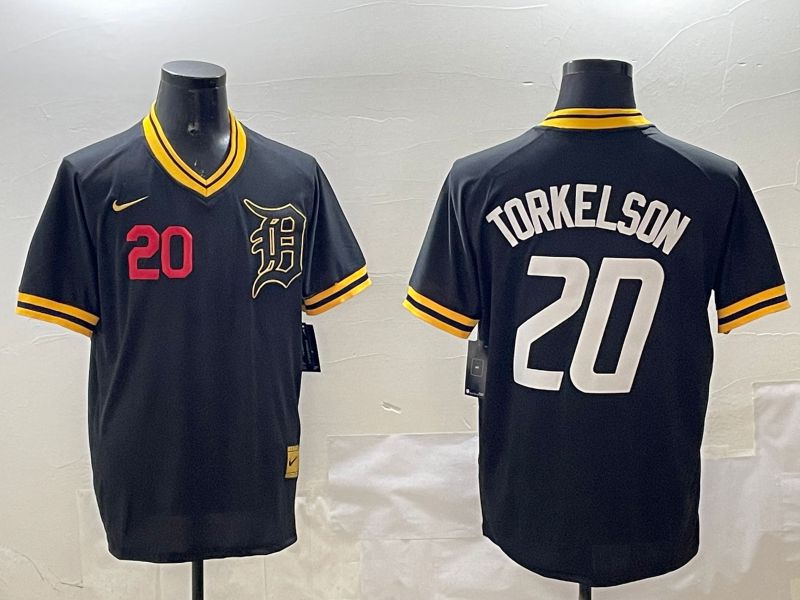 Men Detroit Tigers #20 Torkelaon Black Gold Game 2025 Nike MLB Jersey style 4